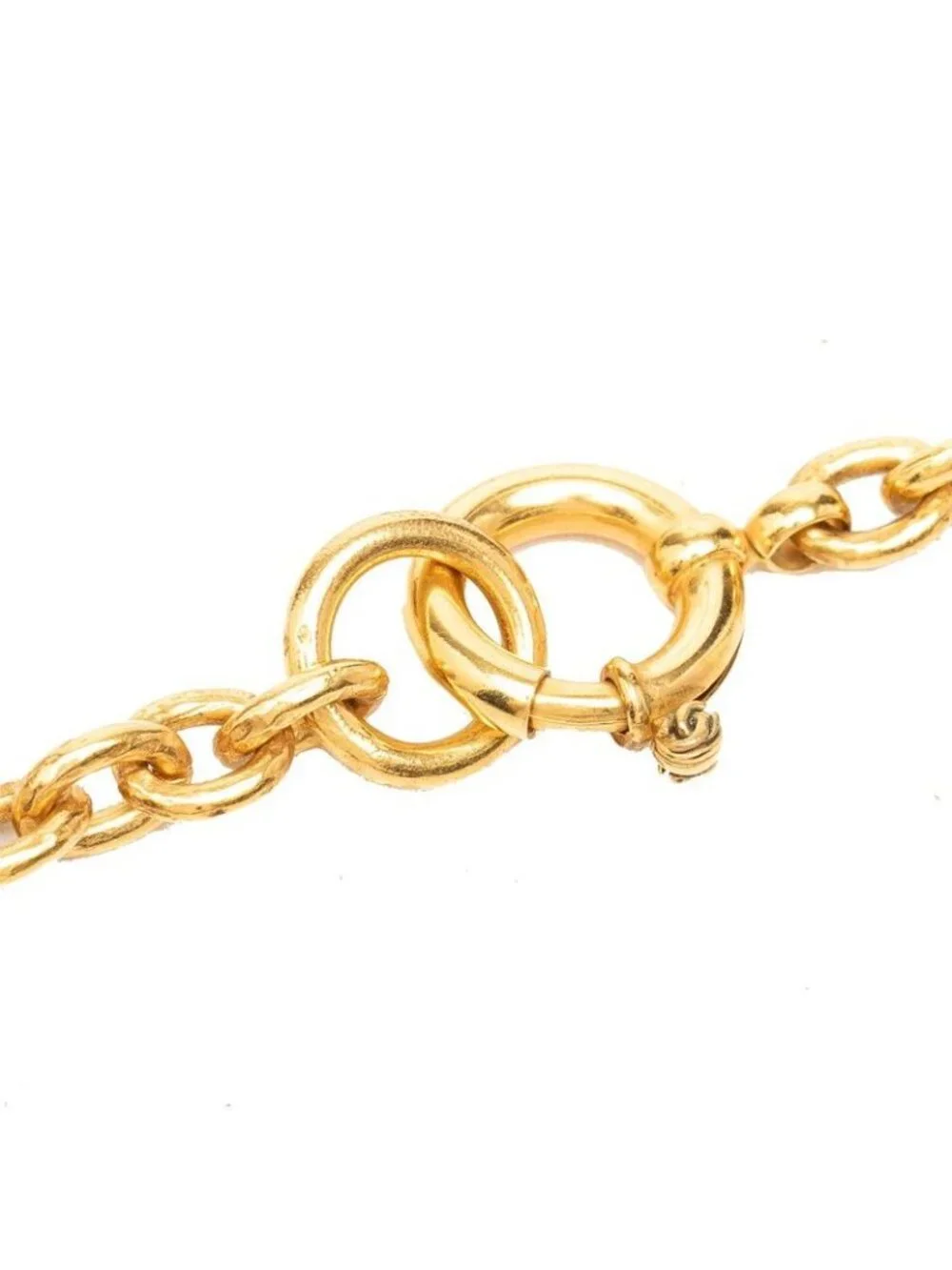 Chanel CC Logo Cross Vintage Chain Necklace 94P Gold Plated